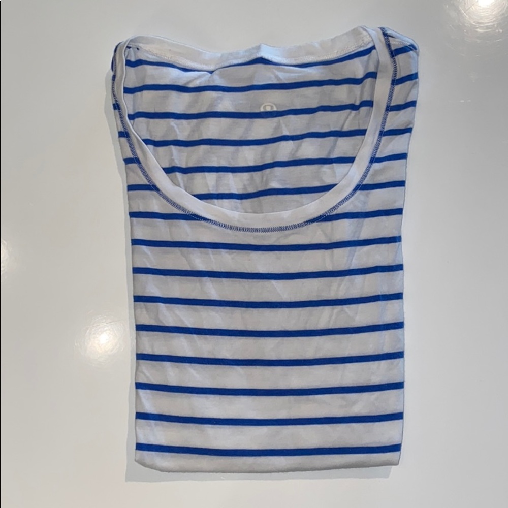 Lululemon Blue and White striped tee